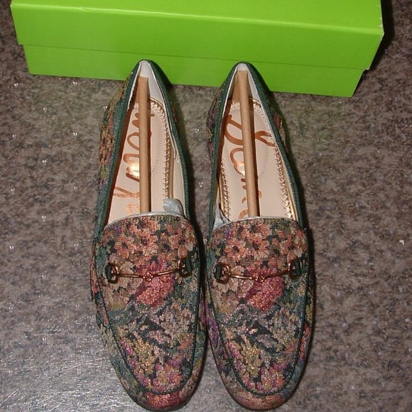 SAM EDELMAN Multicolored Floral Jacquard Bit Buckle LORAINE Loafers NEW - Picture 8 of 9